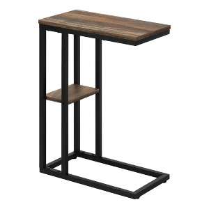 Monarch Specialties Accent Table C-Shaped End Side Snack Living Room Bedroom Metal Laminate Brown Black Contemporary Modern - 1 of 3