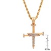 Steeltime 24" Men's 18k gold plated stainless steel simulated diamond nail style cross pendant - 3 of 4