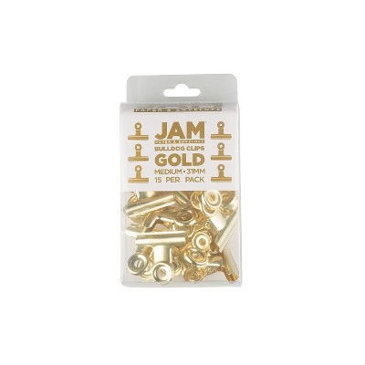 JAM Paper Bulldog Clip Gold 15/Pack 336131262