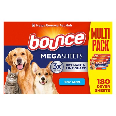 Bounce Fresh Scent Pet Hair and Lint Guard Mega Fabric Softener Dryer Sheets - 180ct