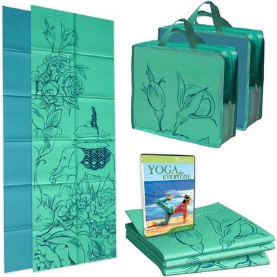 Wai Lana Folding Yoga Mat and Tote with Yoga DVD – (Yoga Mat Thickness: 4mm; Folded Size: 29cm x 30.5 cm x 5cm) -