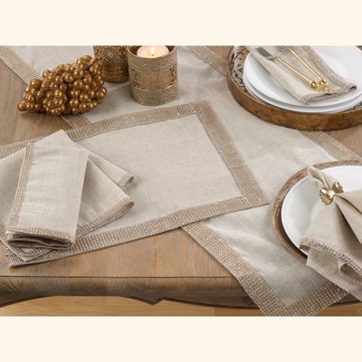Champagne Linen Blend Studded Table Napkins Set of 4