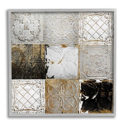 Stupell Industries Antique Tile Pattern Collage Framed Giclee