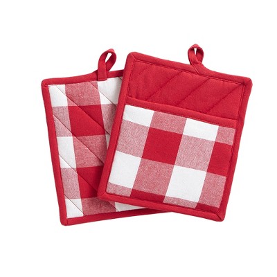Elrene Farmhouse Living Buffalo Check Pot Holder Pair - 8" x 9" - Elrene Home Fashions