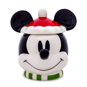 Silver Buffalo Disney Santa Mickey Mouse 6-inch Sculpted Ceramic Snack Jar - 1 of 4