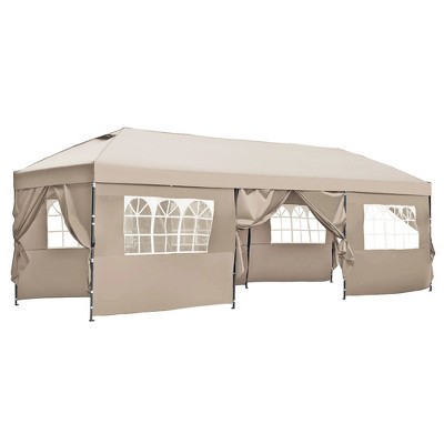 10x20/10x30 Pop Up Canopy with Sidewalls, Outdoor Canopy Tent Heavy Duty Wedding Party Tent with Wheeled Bag, White/Khaki/Navy/Blue-ModernLuxe