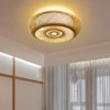 YIYIBYUS Vintage Bamboo Pendant Lamp Creative Flush Mount Ceiling Light Wood Color - 2 of 4