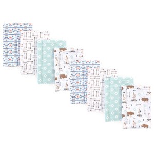 Hudson Baby Boys and Girls Cotton Poly Flannel Burp Cloths 8-Pack, One Size - 1 of 2