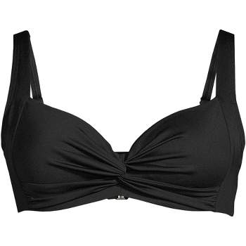 Lands' End Women's Plus Size Chlorine Resistant Twist Front Underwire  Bikini Swimsuit Top - 18w - Black : Target