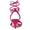 Allegra K Women's Kitten Heel Lace Up Suede Heeled Sandals - 3 of 4