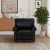 Living Room Sofa Single Seat Chair with Wood Leg Faux Leather for small space Living Room, Bedroom Office , black - 4 of 4