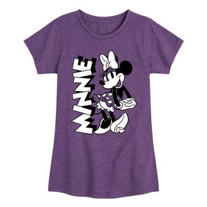 Girls' - Disney - Minnie Black And White Fitted Short Sleeve Graphic T-Shirt - 1 of 4