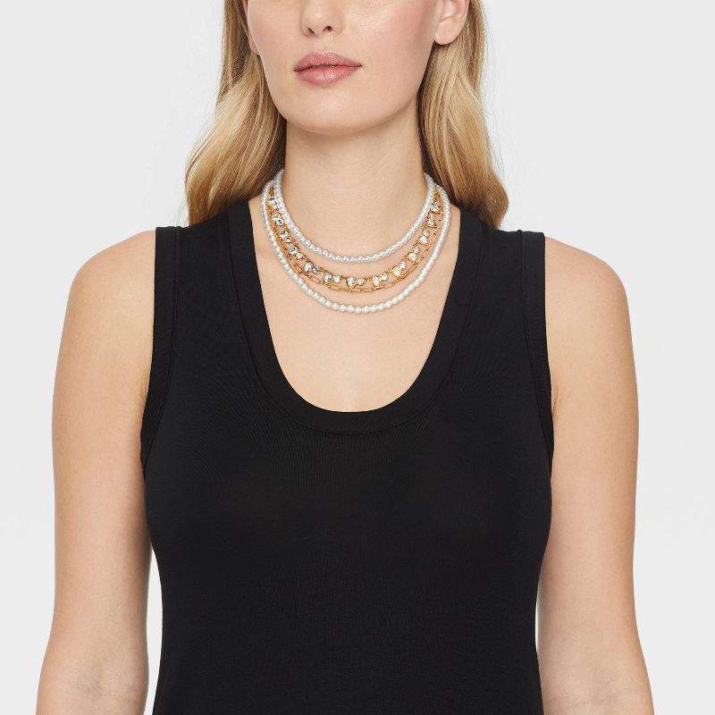 Pearl Stone Multi-Strand Necklace - A New Day&#8482; Gold, 3 of 6