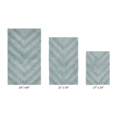 Hugo 3-Piece Bath Rug Set 100% Premium Cotton Tufted Chevron Pattern Bathmats for Bathroom, Super Soft Absorbent Machine Washable