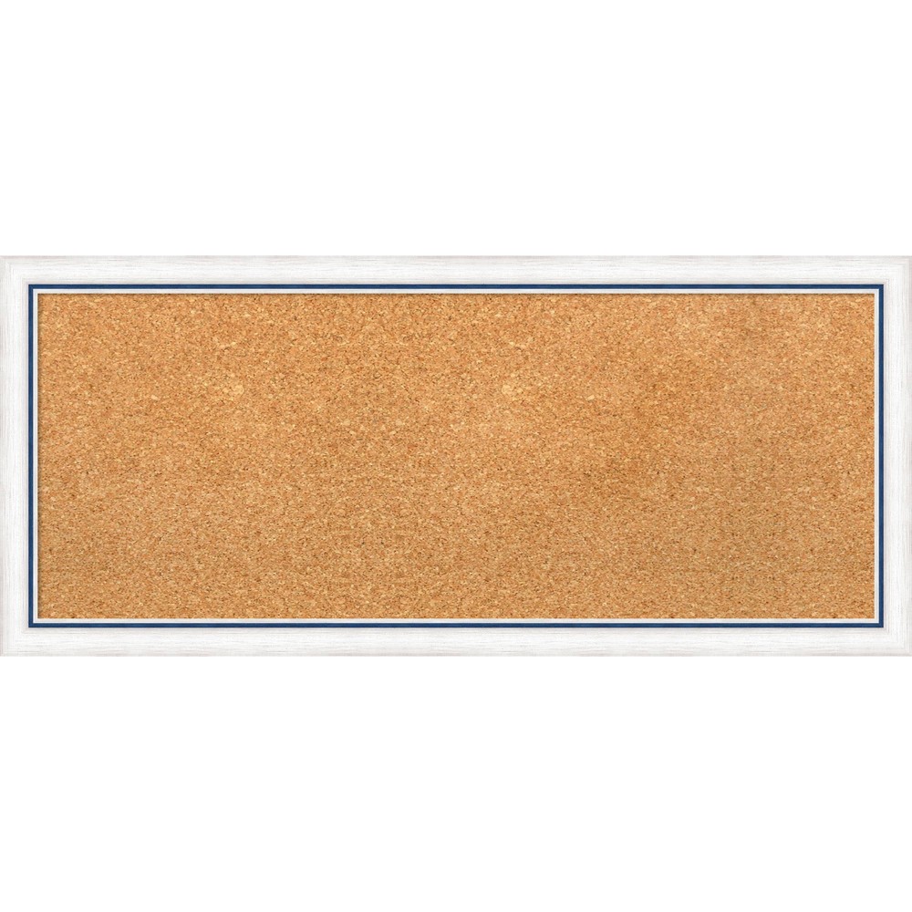 Photos - Dry Erase Board / Flipchart 32"x14" Morgan Wood Frame Natural Cork Board White/Blue - Amanti Art: Wall