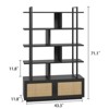 5 Tier Rattan Bookshelf with Storage Cabinet & Door, 71.1 Inch Tall Industrial Book Shelf with Open Display Shelves, Bookcase with Metal Frame - 2 of 4