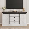 Farmhouse 4 Drawer Dresser for Bedroom, 45" Wood Dressers with Sliding Barn Doors, TV Stand with Large Drawers & Bar Handles, White Dressers - 3 of 4