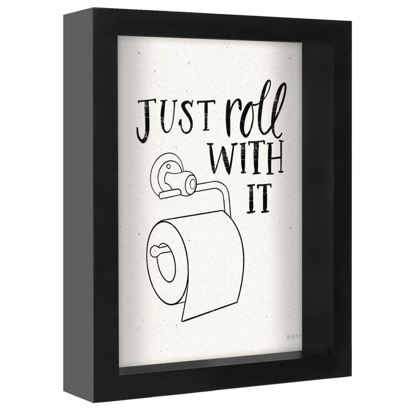 Americanflat Minimalist Motivational Just Roll With It' By Wild Apple Shadow Box Framed Wall Art Home Decor, 3 of 9