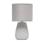 11.02" Mini Modern Ceramic Pastel Accent Bedside Table Desk Lamp with Matching Fabric Shade Gray - Simple Designs