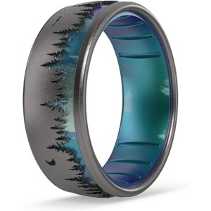 Etched Nature Silicone Rings - Comfort Flexible Design for Men & Women - 1 of 4