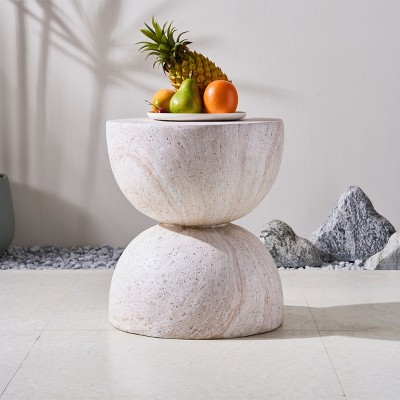Moda Furnishings W15.75'' X D15.75'' X H17.72'' Magnesium Oxide Faux Marble Outdoor Side Table