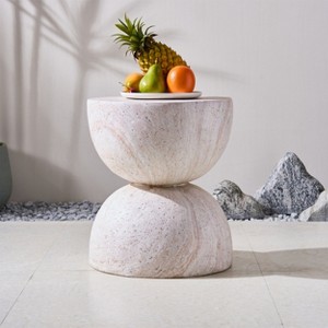 Moda Furnishings W15.75'' X D15.75'' X H17.72'' Magnesium Oxide Faux Marble Outdoor Side Table - 1 of 4