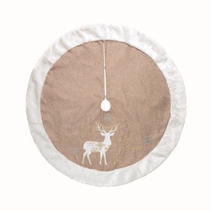 Transpac Polyester 48 in. Multicolor Christmas Elegant Reindeer Tree Skirt - 1 of 2