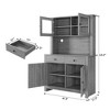 Kitchen Pantry Cabinet with Microwave Stand, Freestanding Hutch Cabinet with Buffet Cupboard,Dark Grey - 2 of 4
