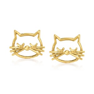 Ross-Simons 14kt Yellow Gold Cat Outline Earrings - 1 of 3