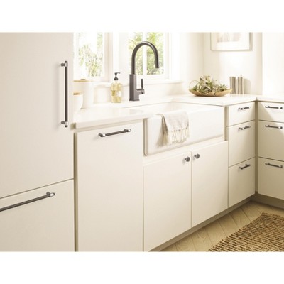 Amerock 7.44" Matte Black and Chrome Modern Cabinet Bar Pull