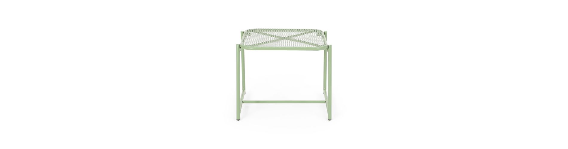 Lyngins Modern 15.5" H Mesh Outdoor End Table, Rectangle Powder-Coated Metal Patio End Table for Outside Use, Green Patio Side Table