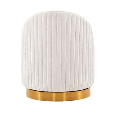 Cream Boucle Upholstered Swivel Accent Chair with Gold Base
