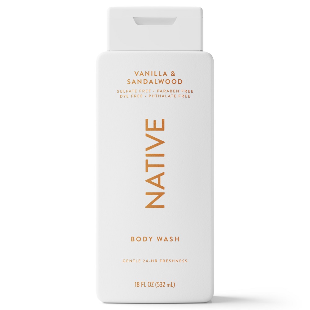 Photos - Shower Gel Native Body Wash for Men & Women - Vanilla & Sandalwood - Sulfate Free - 18 fl oz: Normal to Dry Skin, Liquid 