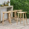 Pulaski 4pk Outdoor Acacia Wood Bar Stools with Wicker - Light Brown - Christopher Knight Home - 2 of 4