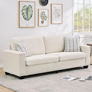 83" Comfy Corduroy Couches, Modern Upholstered Sofa with Wide Armrests, Cloud Couch with Deep Seat Sofa - 1 of 4