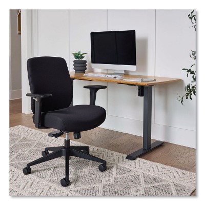 Black Adjustable Mesh Fabric Task Chair with Swivel Base