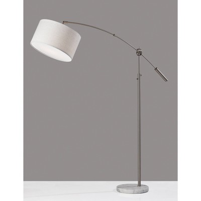 Adjustable Brushed Steel Arc Lamp with Marble Base
