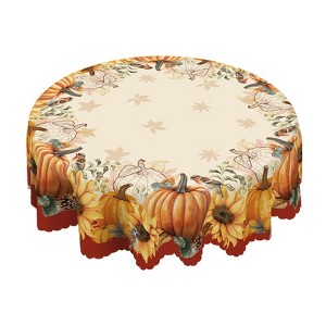 LOVEVOOK Thanksgiving Tablecloth, Round Fall Tablecloth, Pumpkin Table Cloth, Autumn Harvest for Christmas, Holiday, Birthday,Thanksgiving Decor - 1 of 4