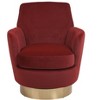 Okak Modern Swivel Barrel Accent Chair, Round Barrel Chairs with Gold Stainless Steel Base, for Living Room Bedroom - 4 of 4