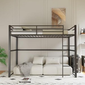 Aukfa Metal Loft Bed Twin Size, Loft Bed Frame with Safety Guard Rails & Flat Ladder, Twin Loft Bed for Kids Teens, Adults - 1 of 4