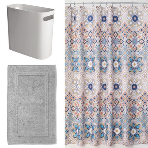 Mdesign Decorative Bathroom Decor Set Of 3 Curtain Rug Can