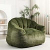Faux Fur Green Bean Bag Chairs for Adults with Armrests and Back Support, Shell-Shaped Bean Bag Chairs for Kids with Stuffed High-Density Foam - 2 of 4