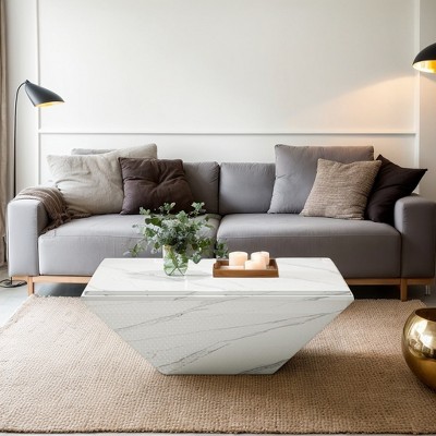 Hommoo Modern Coffee Table, 35.43" Center Table with Faux Marble Top