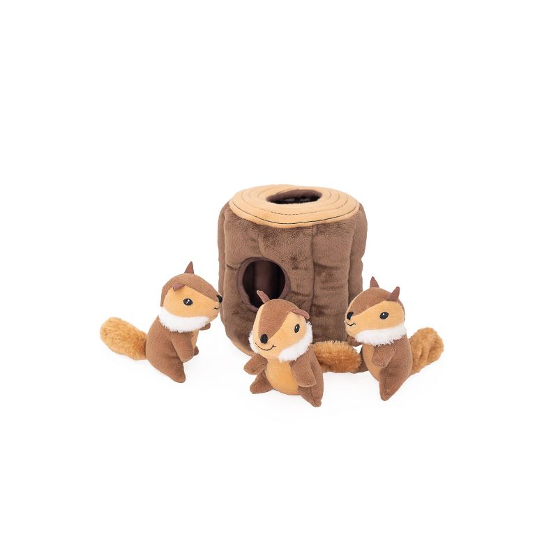 ZippyPaws Burrow Log - Chipmunks Dog Toy, 1 of 12