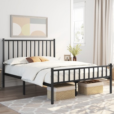 Yaheetech Metal Platform Bed Frame with Spindle Headboard and Footboard