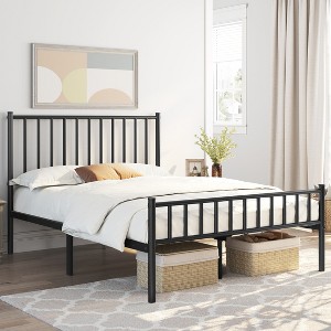 Yaheetech Metal Platform Bed Frame with Spindle Headboard and Footboard - 1 of 4