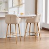 ORRD Modern Bar Stools Set of 2 with Back & Footrest, Linen Fabric Upholstered Counter Stools with Solid Wood Legs for Kitchen Island, Home Bar - 4 of 4