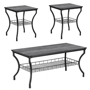 VECELO Set of 3 Coffee Table Sets，2 Tier End Table with Open Storage Shelf for Living Room, Bedroom - 1 of 4