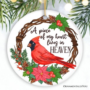 A Piece of My Heart Lives in Heaven Ornament, Cardinal Memorial Gift and Christmas Decoration| OrnamentallyYou - 1 of 4