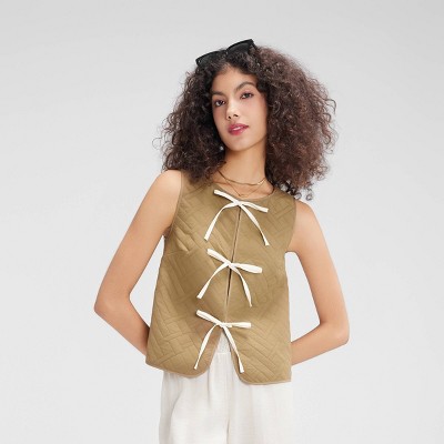 Women's Quilted Tie-Front Vest - Wild Fable™